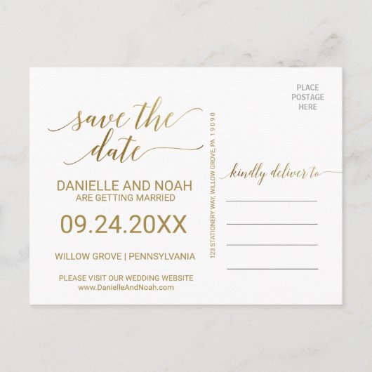 Perzik en roze pony Flowers Weddenschap Save the D Aankondigingskaart (Achterkant)