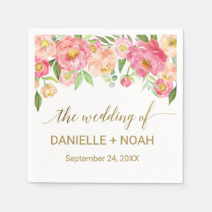 Perzik en roze pony Flowers Weddenschap Servet