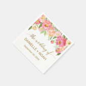 Perzik en roze pony Flowers Weddenschap Servet (Hoek)