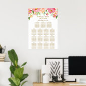 Perzik en roze pony Flowers Wedding Seating Chart Poster (Thuiskantoor)