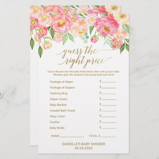 Perzik en roze pony raden het juiste prijsspel (Voorkant / Achterkant)