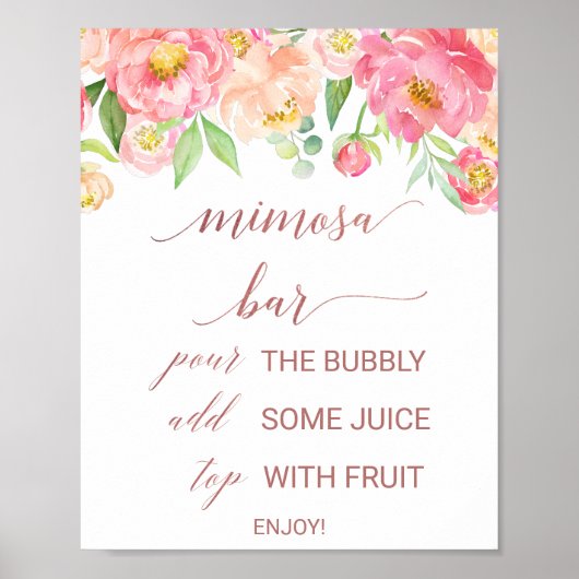Perzik en roze pony Roos Gold Mimosa Bar Poster (Voorkant)