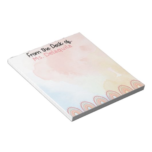 Perzik en roze tinten Gepersonaliseerd Notitieblok (Schuin)