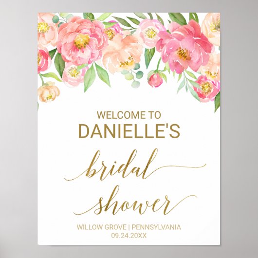 Perzik en Roze Vrijgezellenfeest van de Bloemen We Poster (Voorkant)