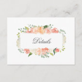 Perzik en Roze Vrouwelijk Bloemen Patroon Details Informatiekaartje (Voorkant)