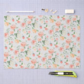 Perzik en roze vrouwelijke bloemenpatroon tissuepapier (Craft)