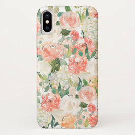 Perzik en Roze Vrouwelijke Waterverf Bloemen iPhone X Hoesje