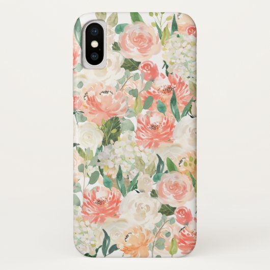 Perzik en Roze Vrouwelijke Waterverf Bloemen Case-Mate iPhone Case (Achterkant)