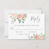 Perzik en Roze Waterverf Bloemen Bruiloft RSVP Kaart (Voorkant)