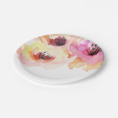 Perzik en Roze Waterverf Bloemen Papieren Bordje (Gekanteld)