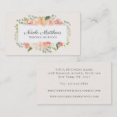 Perzik en Roze Waterverf Bloemen Visitekaartje (Voorkant / Achterkant)