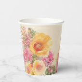 Perzik en roze Waterverf bruiloft Papieren Bekers (Achterkant)