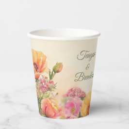Perzik en roze Waterverf bruiloft Papieren Bekers