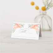 Perzik en Roze Waterverf Floral Place Card Plaatskaartje (Voorkant)