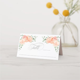 Perzik en Roze Waterverf Floral Place Card Plaatskaartje