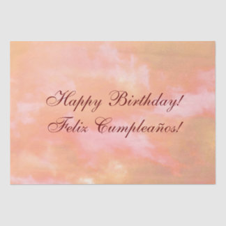 Perzik en roze wolken tweetalig "Feliz Cumpleaños" Tissuepapier