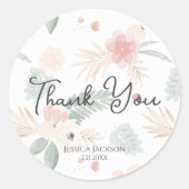 Perzik- en saliewaterverf bloemen bruidssalon ronde sticker (Voorkant)