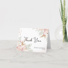 Perzik- en saliewaterverf bloemen bruidsshower bedankkaart