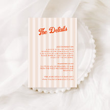 Perzik en Tangerine Gestreepte Retro Bruiloft Deta