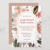 Perzik en terracotta rustieke bloemen bruiloft I Kaart (Voorkant / Achterkant)