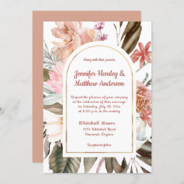 Perzik en terracotta rustieke bloemen bruiloft I Kaart