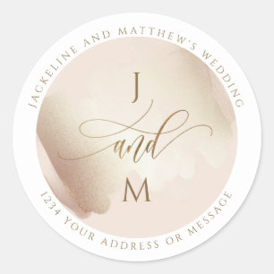 Perzik en Terracotta Wedding Envelope Seal/Favor Ronde Sticker