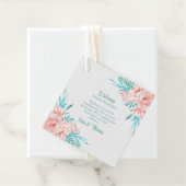 Perzik en Turquoise Bloemen Bruiloft Welkom Bedankjes Labels (In situ)