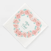 Perzik en Turquoise bloemenbruiloft Servet (Hoek)