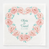 Perzik en Turquoise bloemenbruiloft Servet (Voorkant)