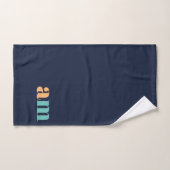 Perzik en turquoise elegant monogram ontwerp bad handdoek (Handdoek)