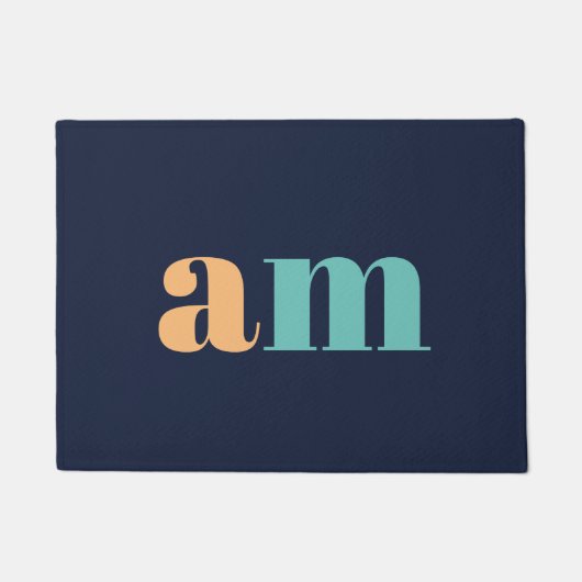 Perzik en turquoise elegant monogram ontwerp deurmat (Voorkant)