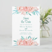 Perzik en Turquoise Save the Date Kaart (Staand voorkant)