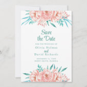 Perzik en Turquoise Save the Date Kaart (Voorkant)