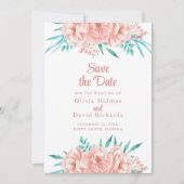 Perzik en Turquoise Save the Date Kaart (Voorkant)