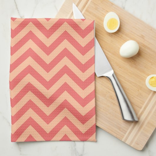 Perzik en veenbessen Chevron Theedoek (Quarter Fold)