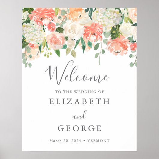 Perzik en Welkomstteken voor room Poster (Voorkant)