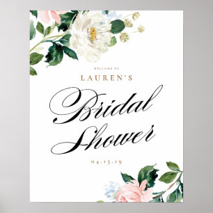 Perzik en White Floral Vrijgezellenfeest Welkomstt Poster