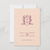 Perzik en wijnrode kroonbruiloft Reactie Kaart (Voorkant)