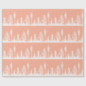 Perzik en wit besneeuwd winterbos cadeaupapier (Vlak)