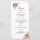 Perzik en wit bruiloft receptie menu (Voorkant / Achterkant)