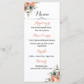 Perzik en wit bruiloft receptie menu (Voorkant)