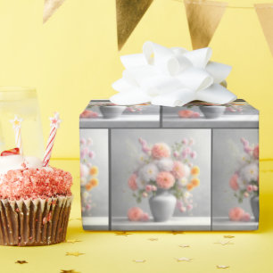 Perzik en wit Dahlia Boeket Cadeaupapier