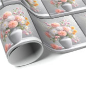 Perzik en wit Dahlia Boeket Cadeaupapier (Rol Hoek)