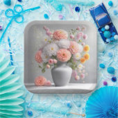 Perzik en wit Dahlia Boeket Papieren Bordje (Feest)