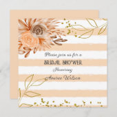 Perzik en wit gestreept met gouden douche kaart (Voorkant / Achterkant)