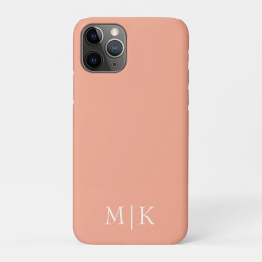 Perzik en wit | Modern monogram Case-Mate iPhone Case (Achterkant)