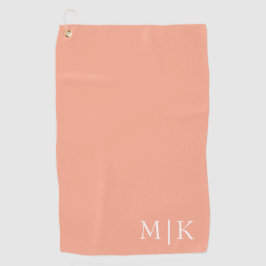 Perzik en wit | Modern monogram Golfhanddoek