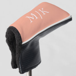 Perzik en wit | Modern monogram Golfheadcover