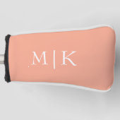 Perzik en wit | Modern monogram Golfheadcover (Voorkant)