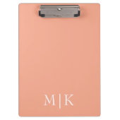 Perzik en wit | Modern monogram Klembord (Voorkant)